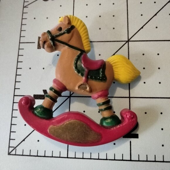 Vintage Rocking Horse Brooch Christmas Holiday Pin - Picture 3 of 3